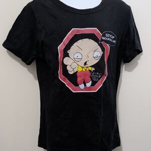 Juniors Stewie Griffin Family Guy Black Tee Shirt